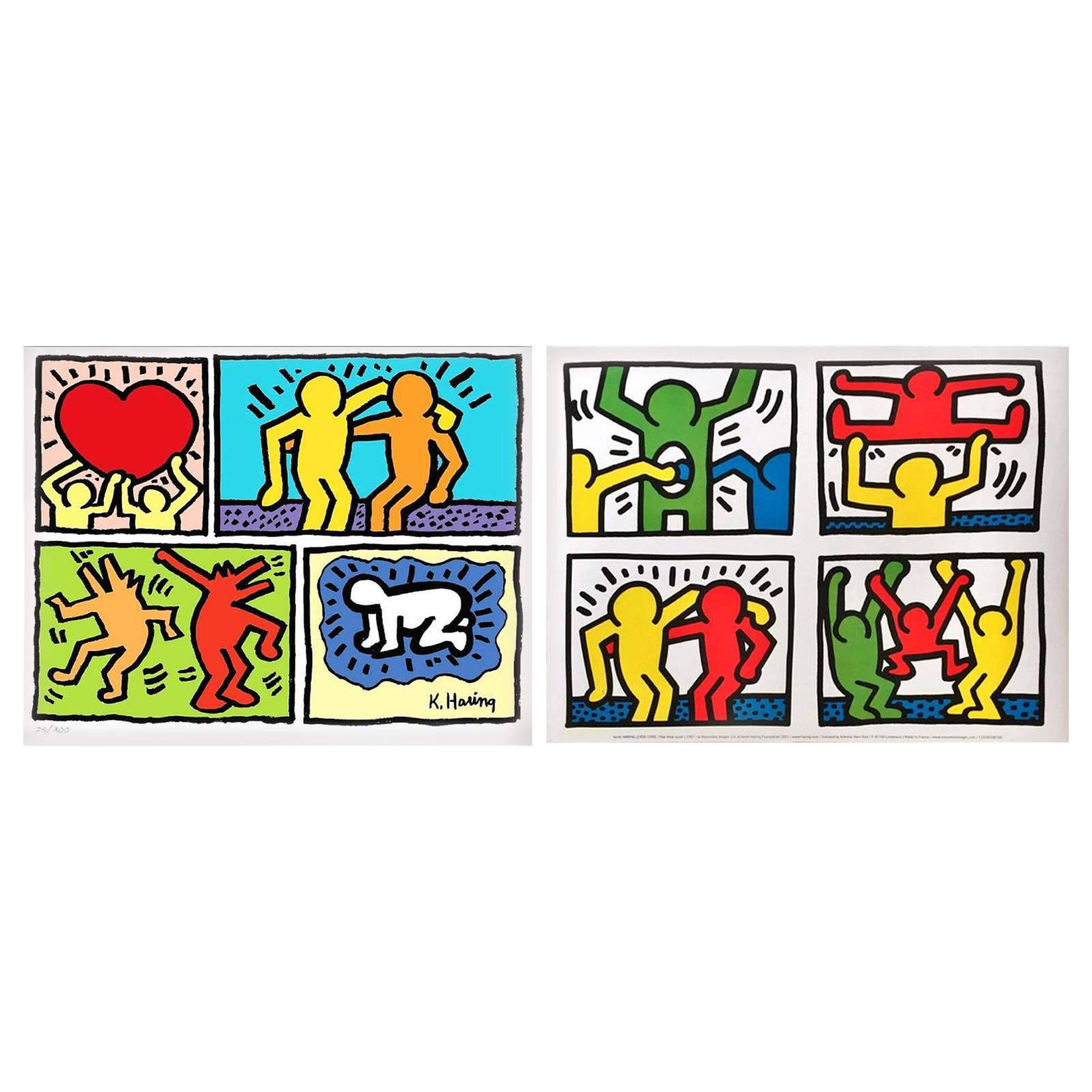 Pair of Lithographs after Keith Haring -- one numbered