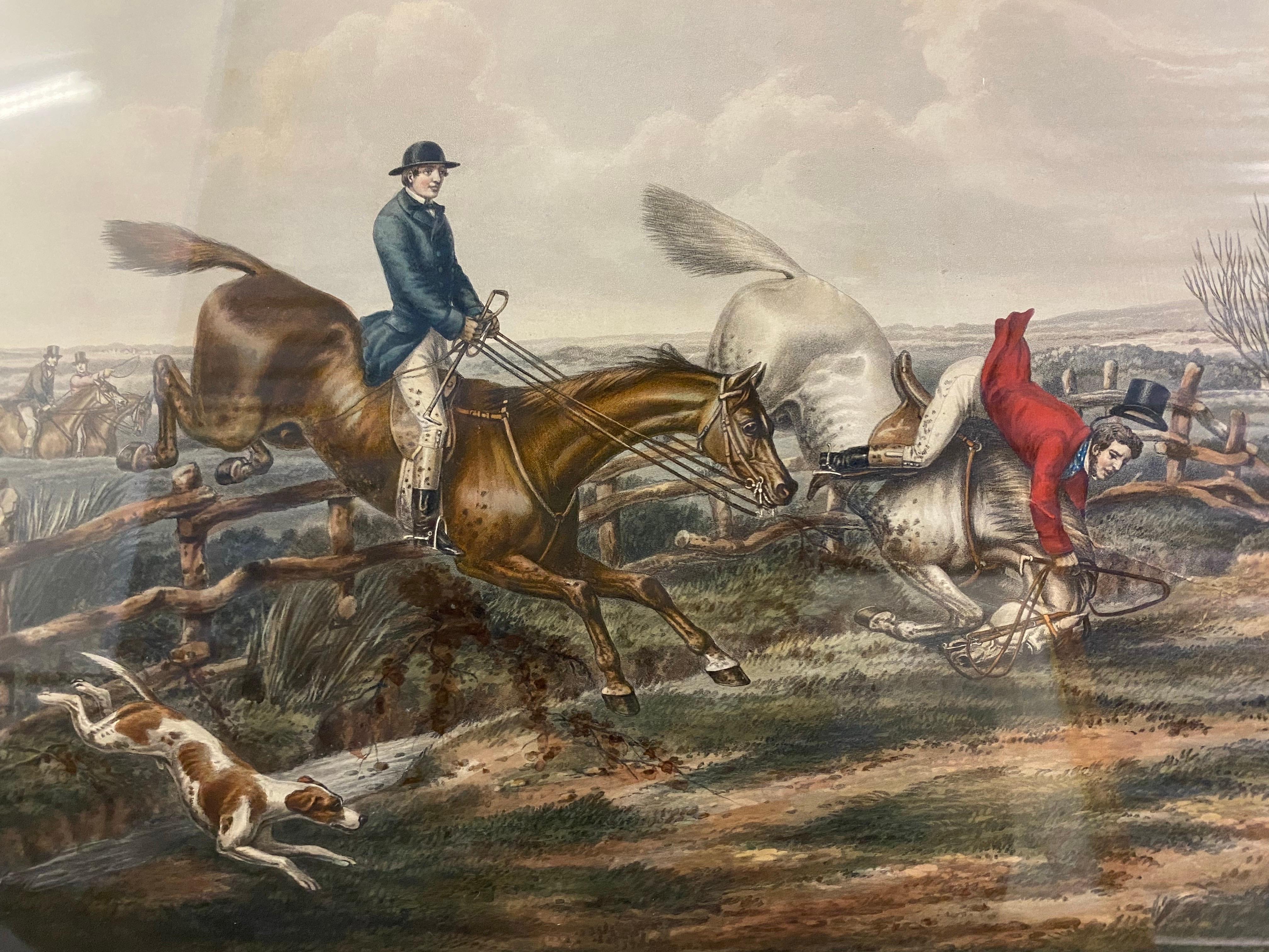 Coppia di litografie di scene di caccia alla volpe incise da J. Harris In condizioni buone in vendita a Southampton, NY