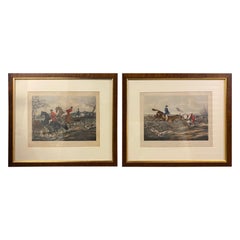 Ein Paar Lithographien von Stichen zur Fuchsjagd von J. Harris