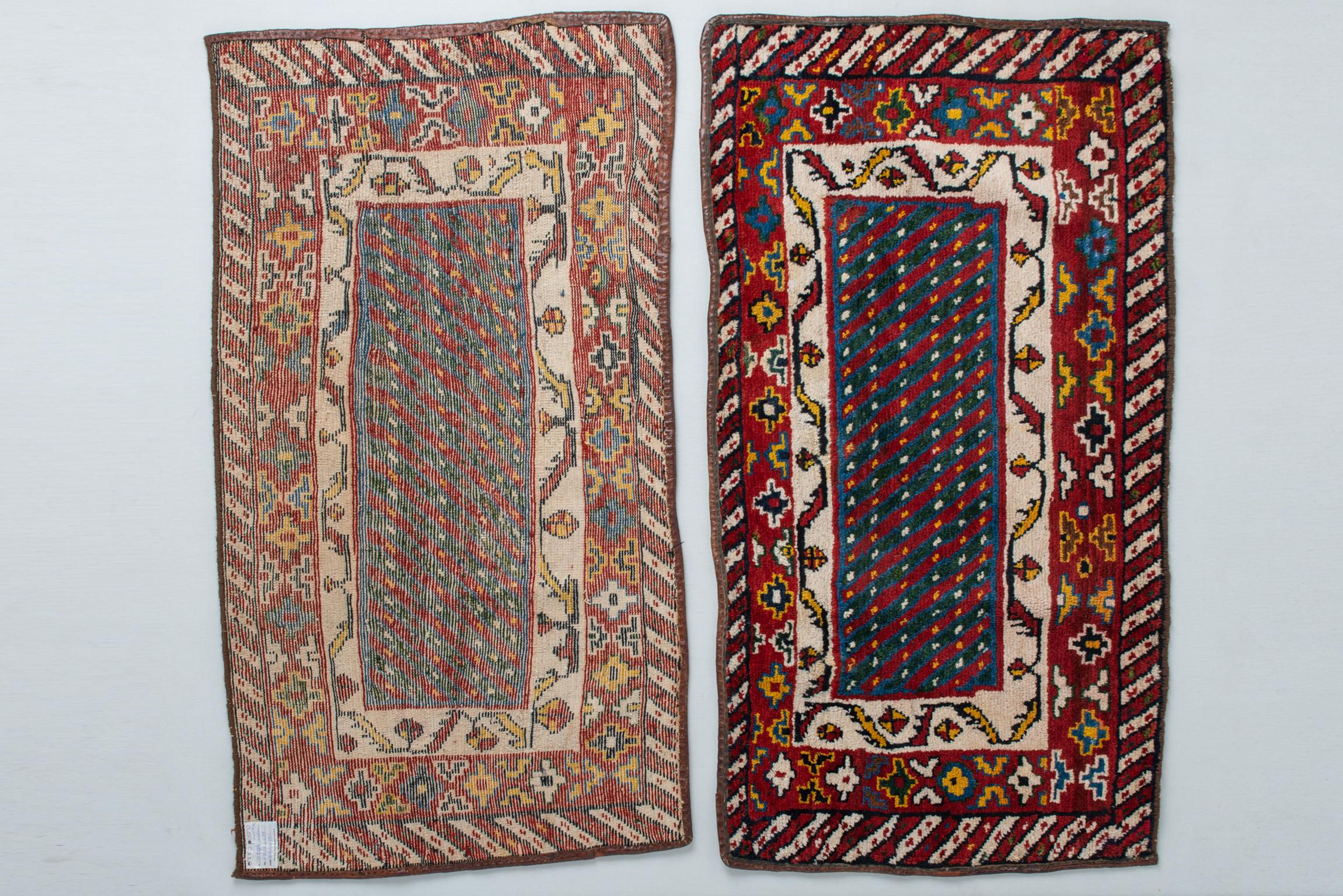 Hand-Knotted Pair of Little Carpets to Match with Other Similar Carpet For Sale