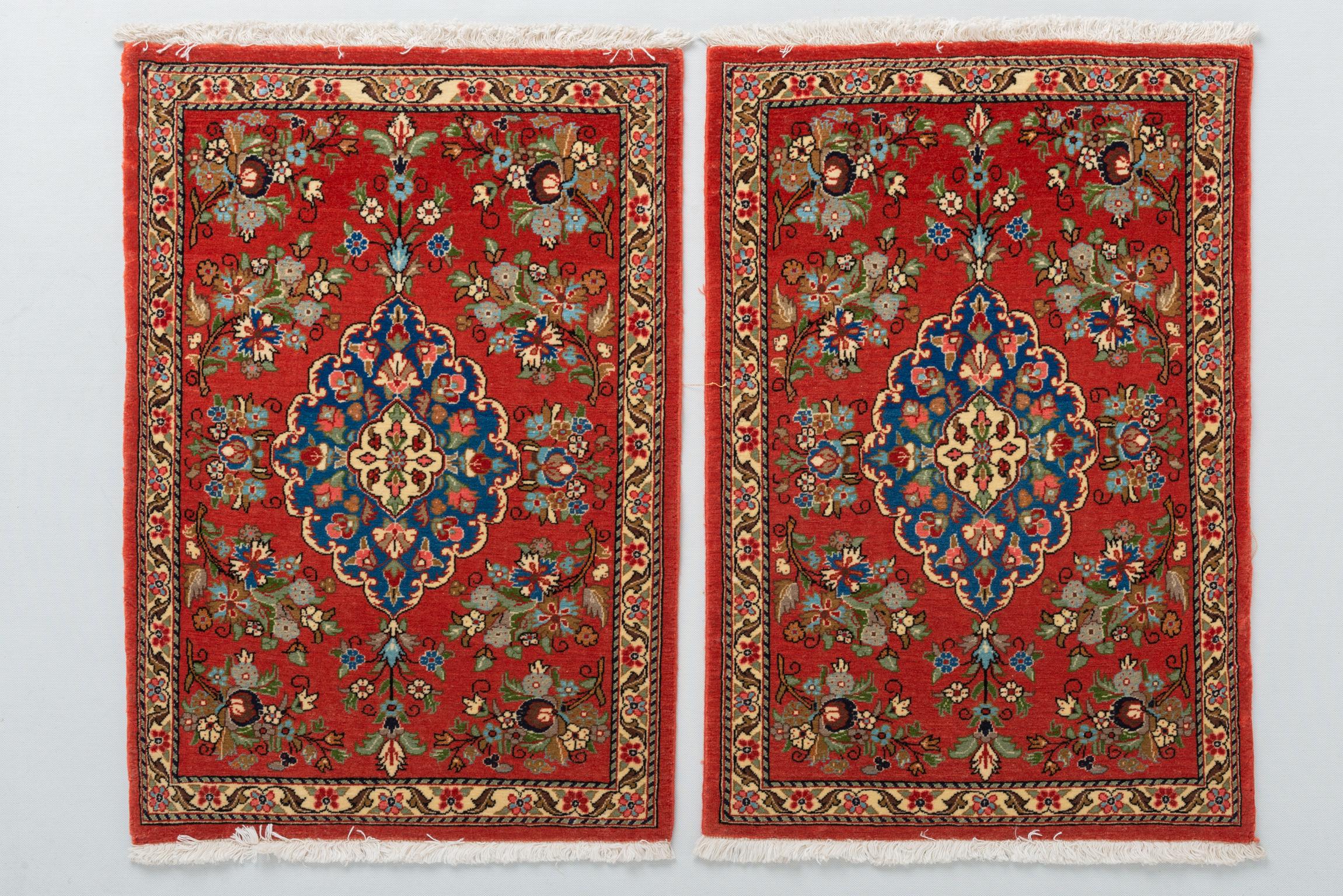 Agra Pair of Little Indian Carpets For Sale