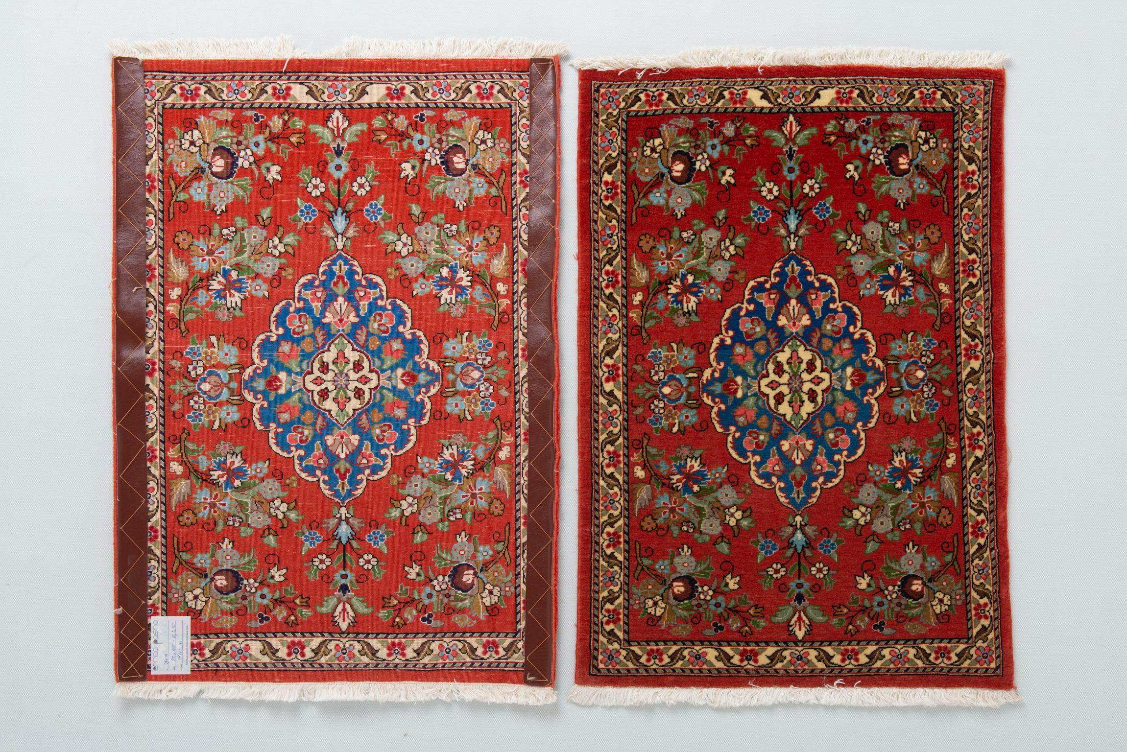 Hand-Woven Pair of Little Indian Carpets For Sale