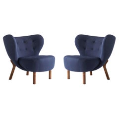 Pair of Little Petra Lounge Chair, in Kvadrat Vidar 554 & Walnut by Viggo Boesen