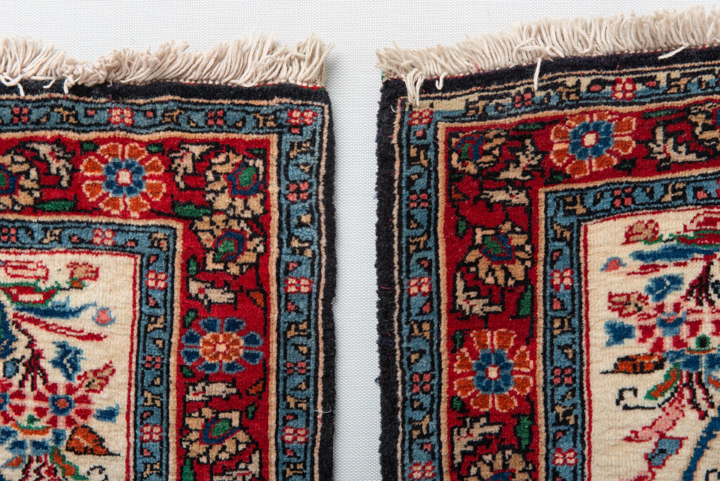 Pair of Little Square Indian Carpets or Cushions For Sale 3