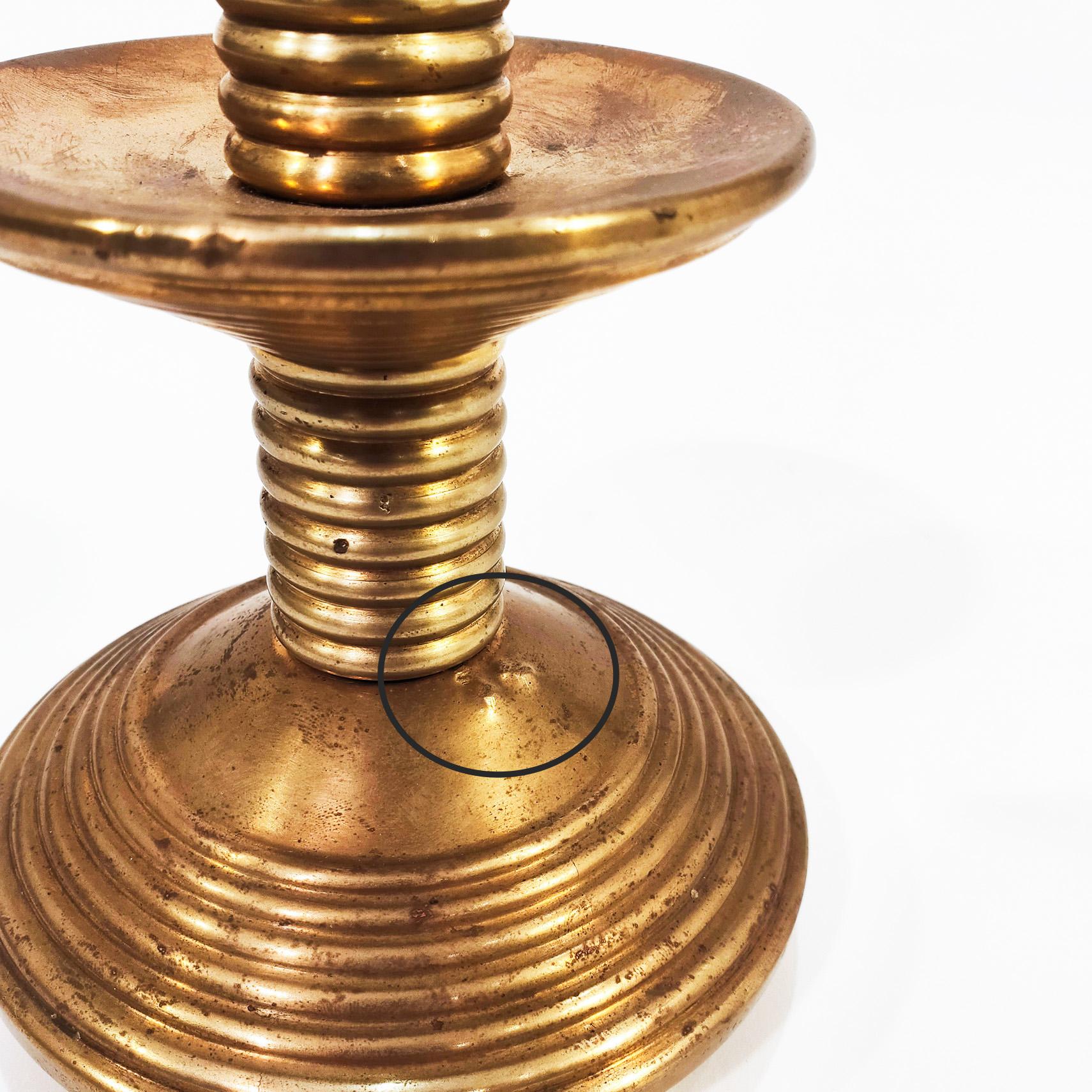 Pair of liturgical Art Déco candleholders, Spain, 1930s In Good Condition For Sale In SANT ADRIÀ DE BESÒS, ES
