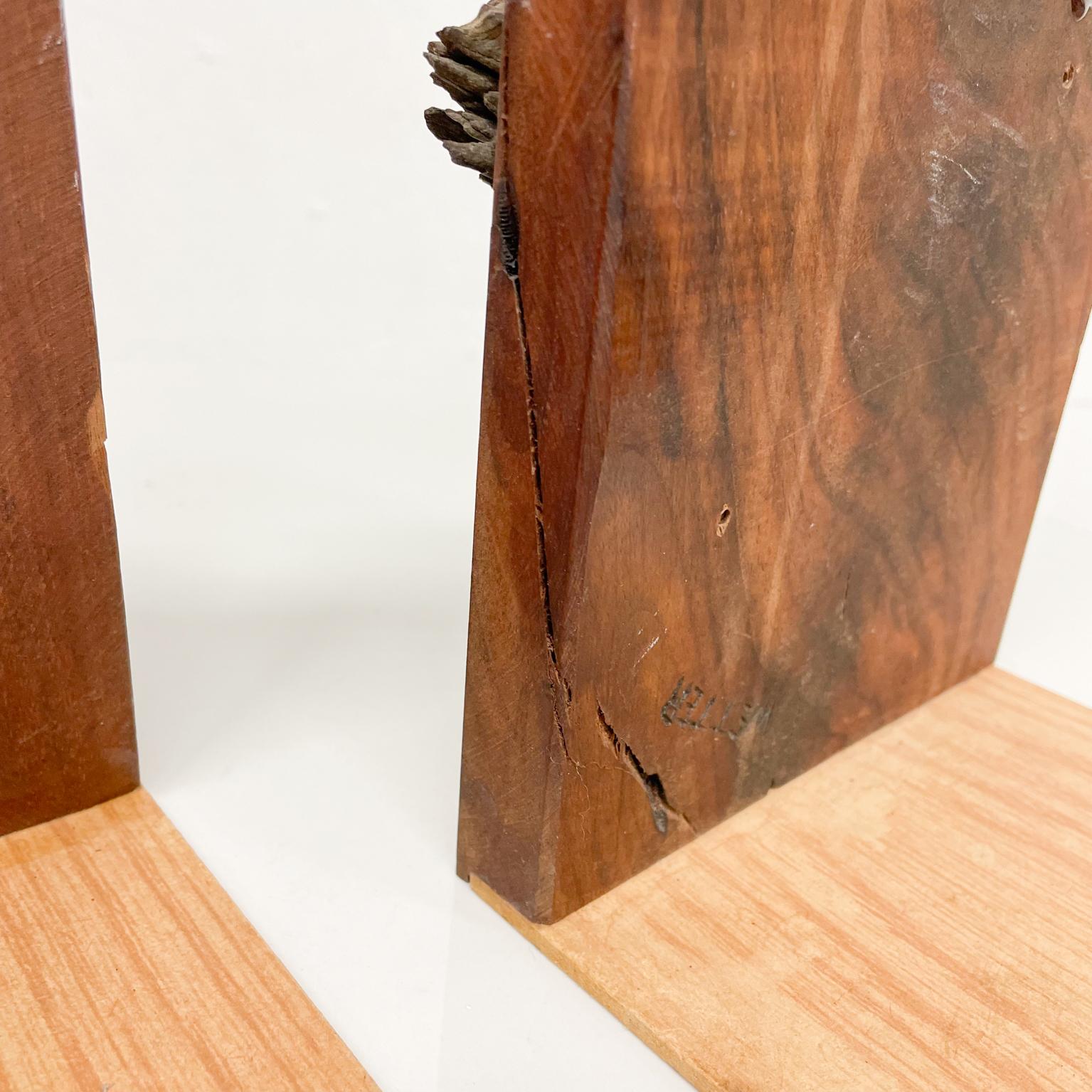 Pair of Bookends Walnut Wood Live Edge Design Organic Form 1970s For Sale 1