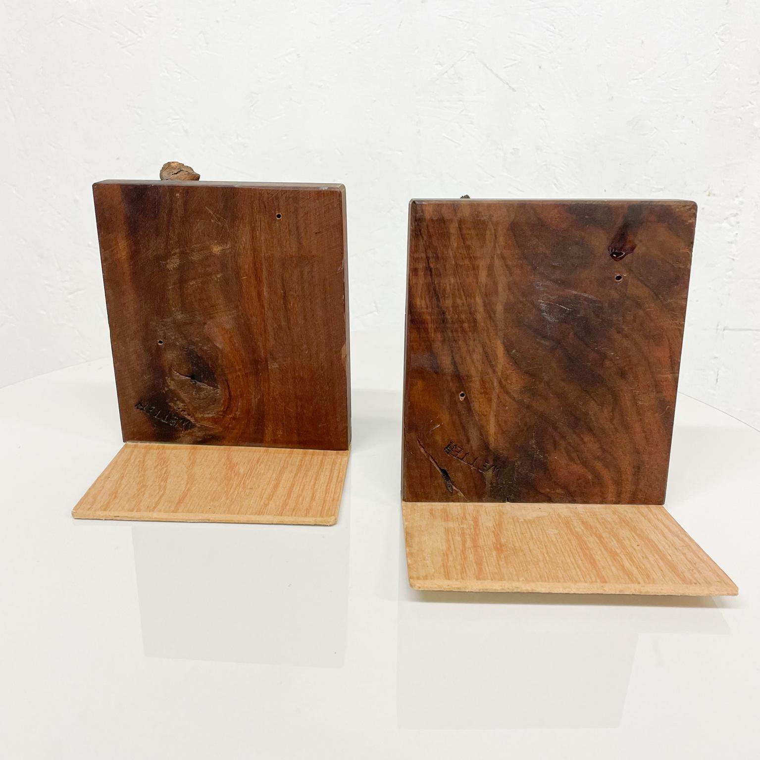 Pair of Bookends Walnut Wood Live Edge Design Organic Form 1970s For Sale 2