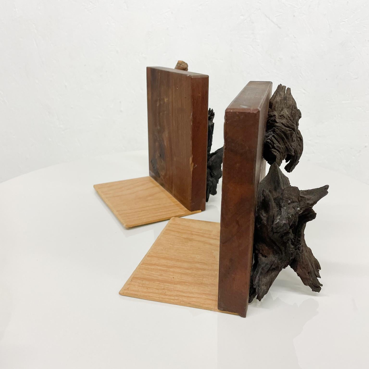 Pair of Bookends Walnut Wood Live Edge Design Organic Form 1970s For Sale 3