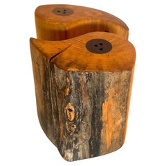 Coppia di Shakers rustici per sale e pepe in legno massiccio con bordo vivo