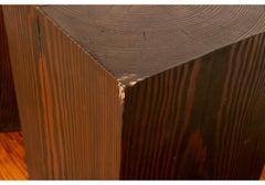 Pair Of Live-Edge Stained Wood Block Cube Tables