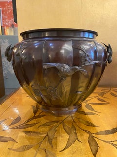 Pair of Lobed Bronze Japanese Planters