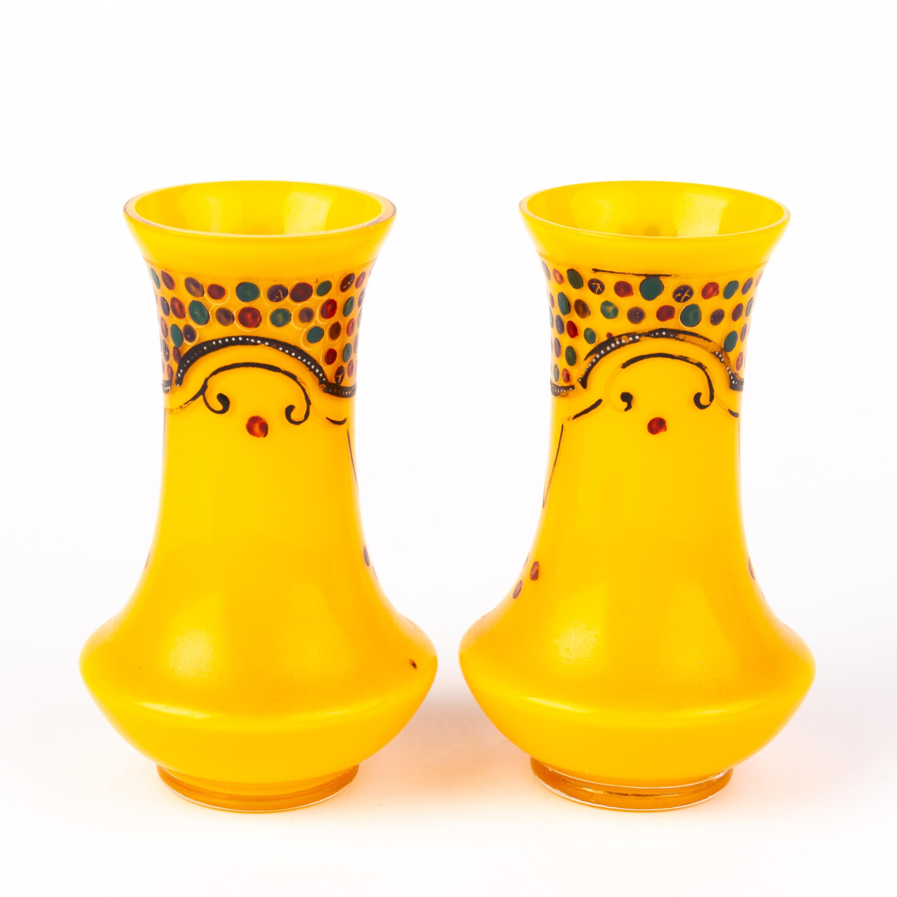 20th Century Pair of Loetz Style Tango Glass Bohemian Art Nouveau Vases For Sale