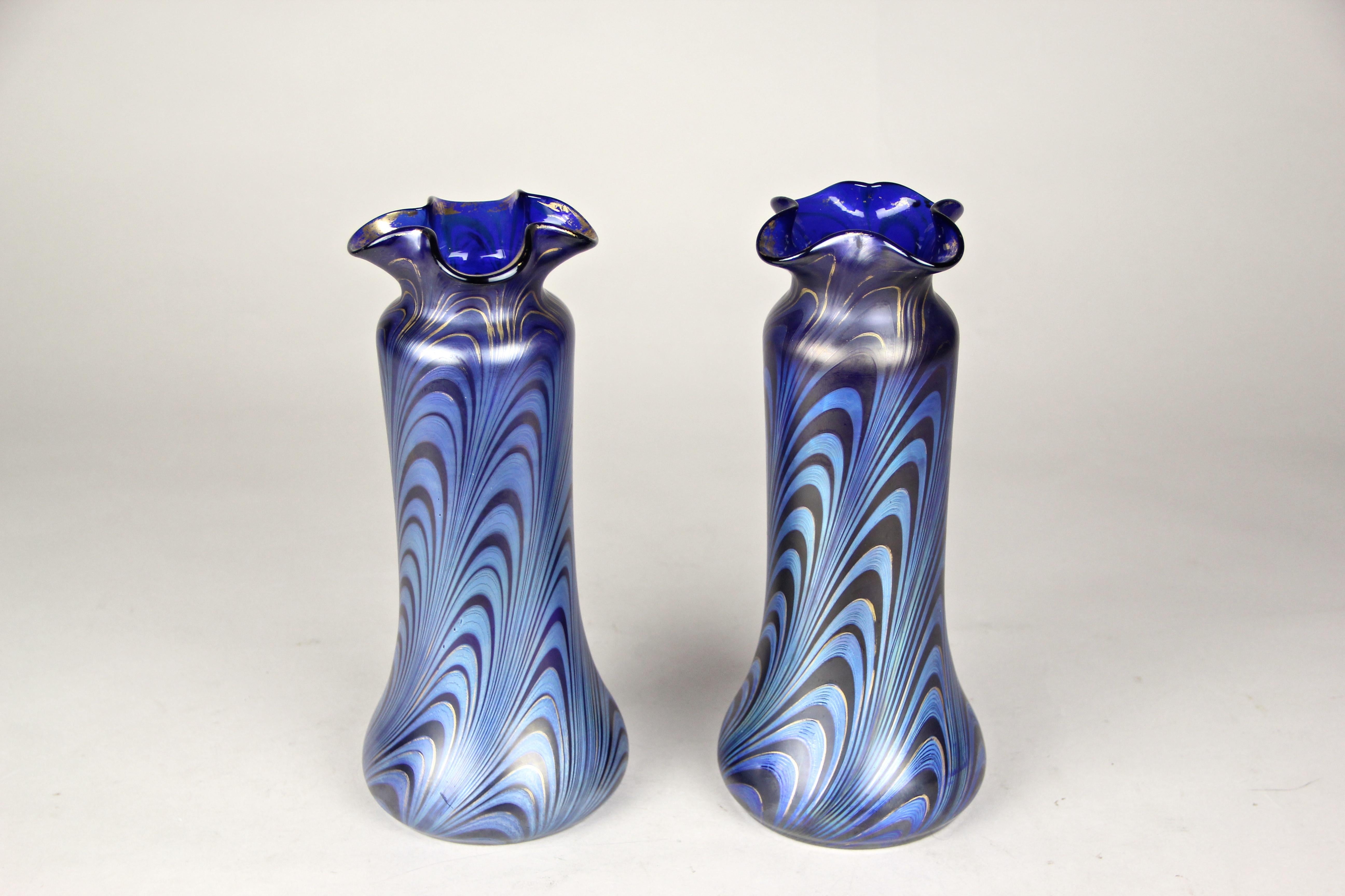 Pair of Loetz Witwe Glass Vases Phaenomen Genre 7624, Bohemia, circa 1898 5