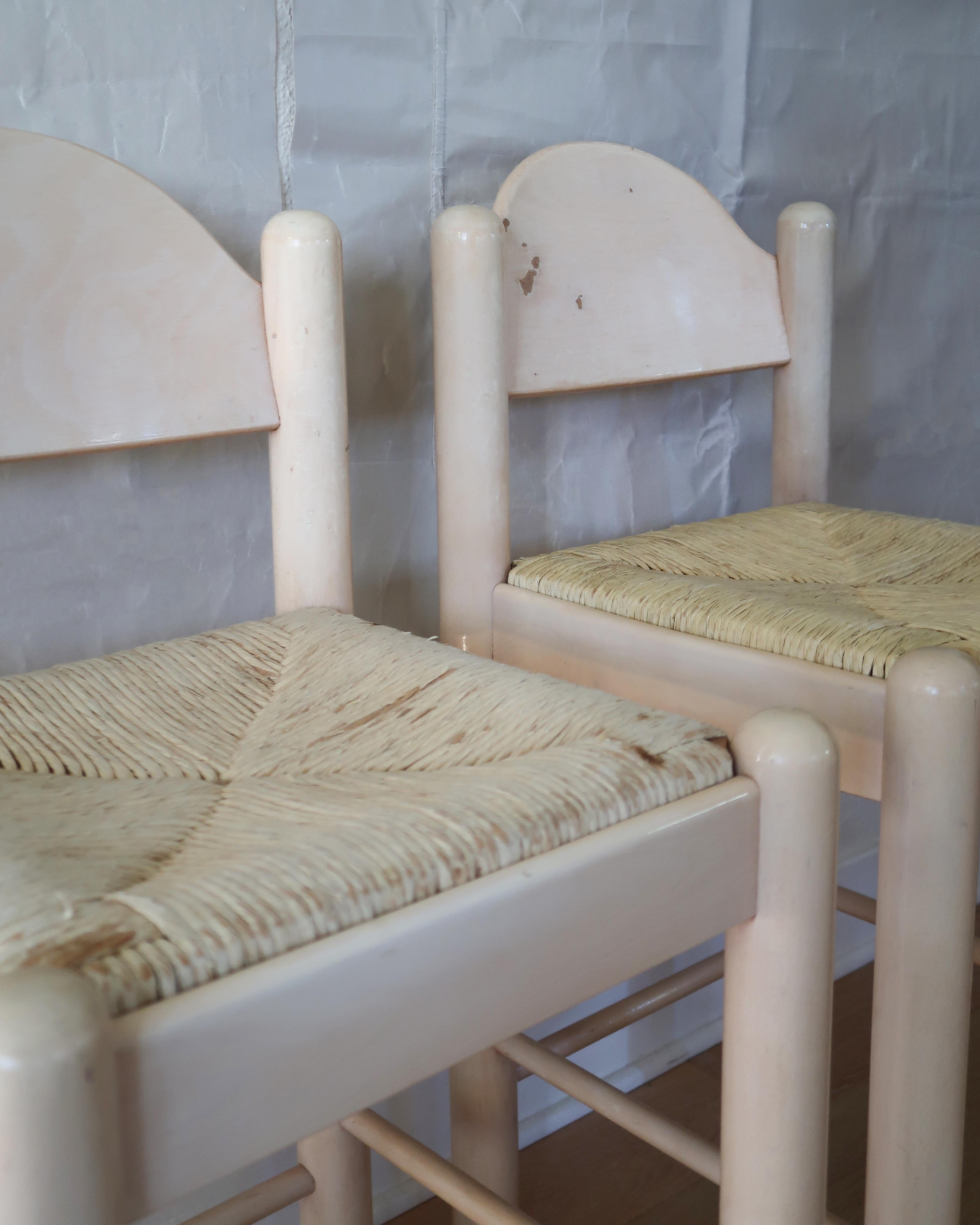 Postmoderne Paire de tabourets de comptoir à siège en jonc Loewenstein en vente