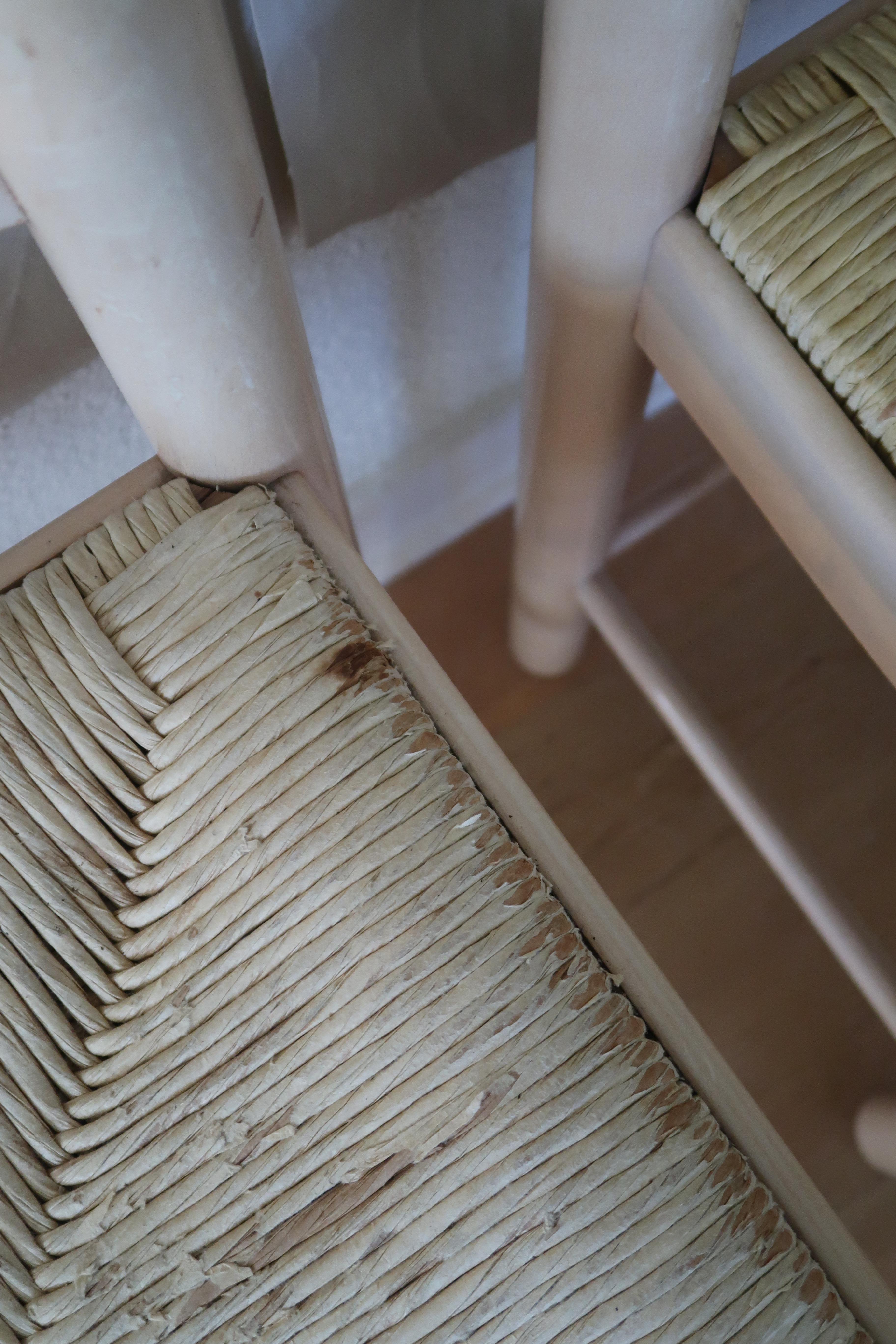 Fin du 20e siècle Paire de tabourets de comptoir à siège en jonc Loewenstein en vente