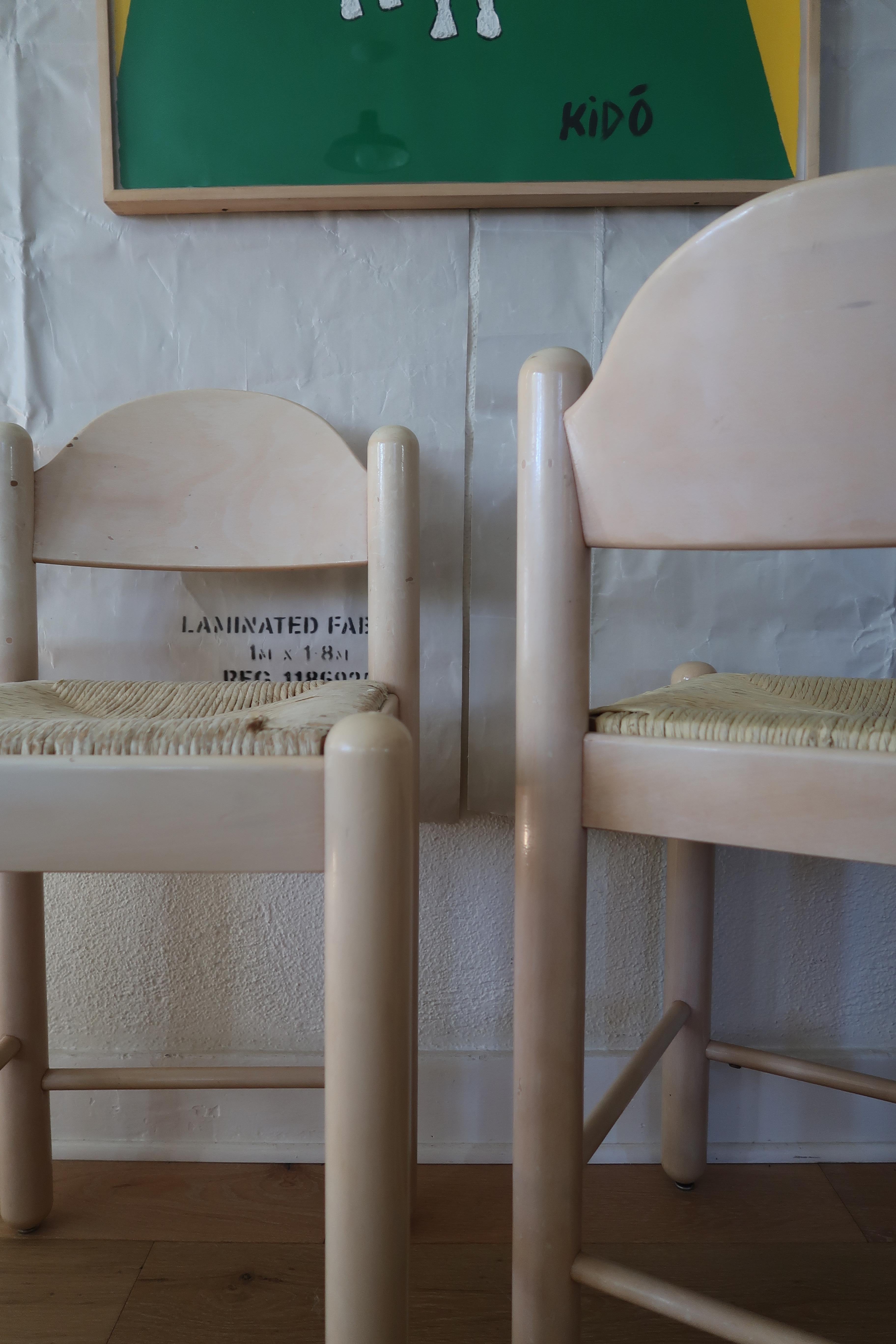 Paire de tabourets de comptoir à siège en jonc Loewenstein en vente 1