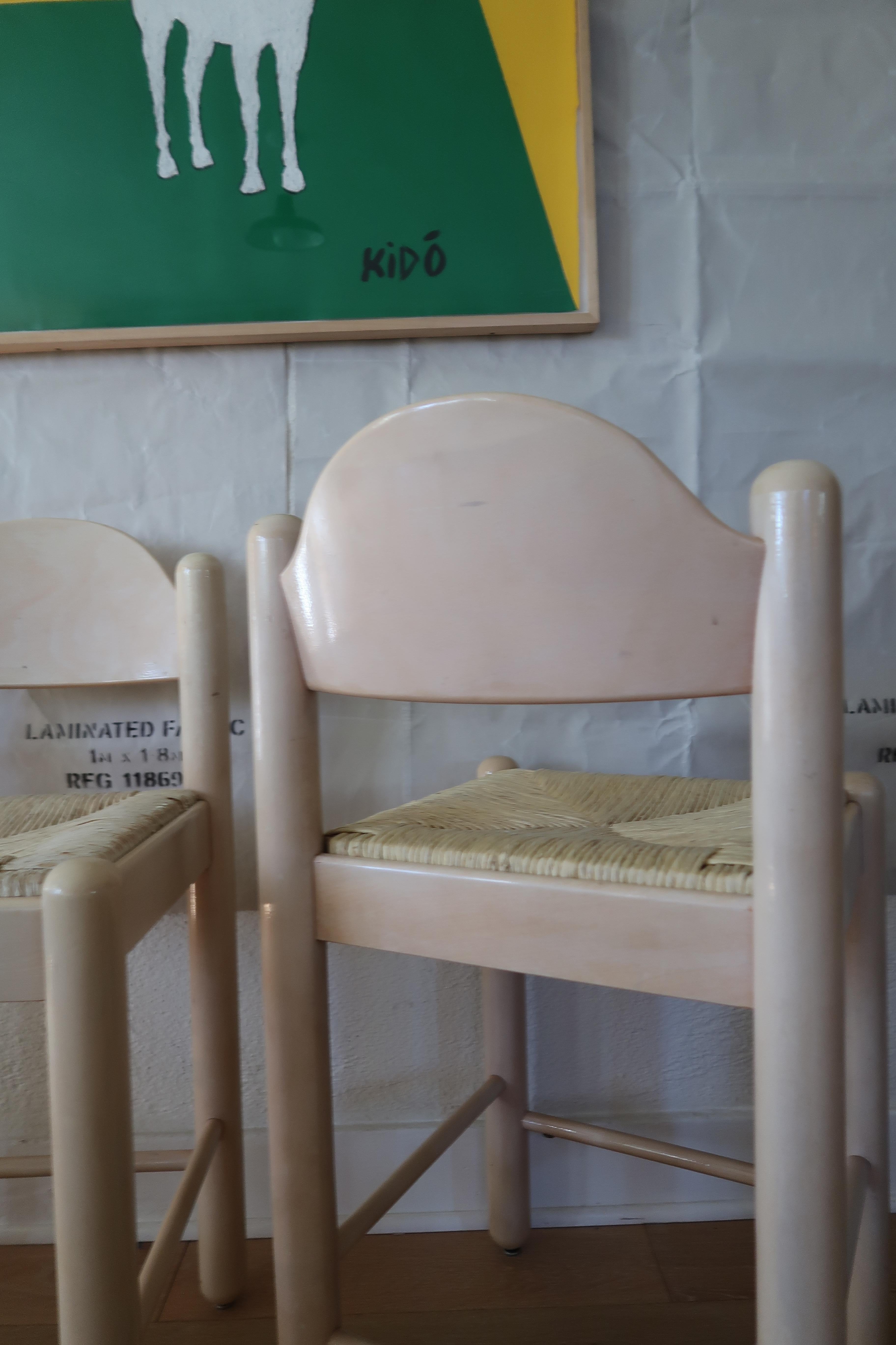 Paire de tabourets de comptoir à siège en jonc Loewenstein en vente 2