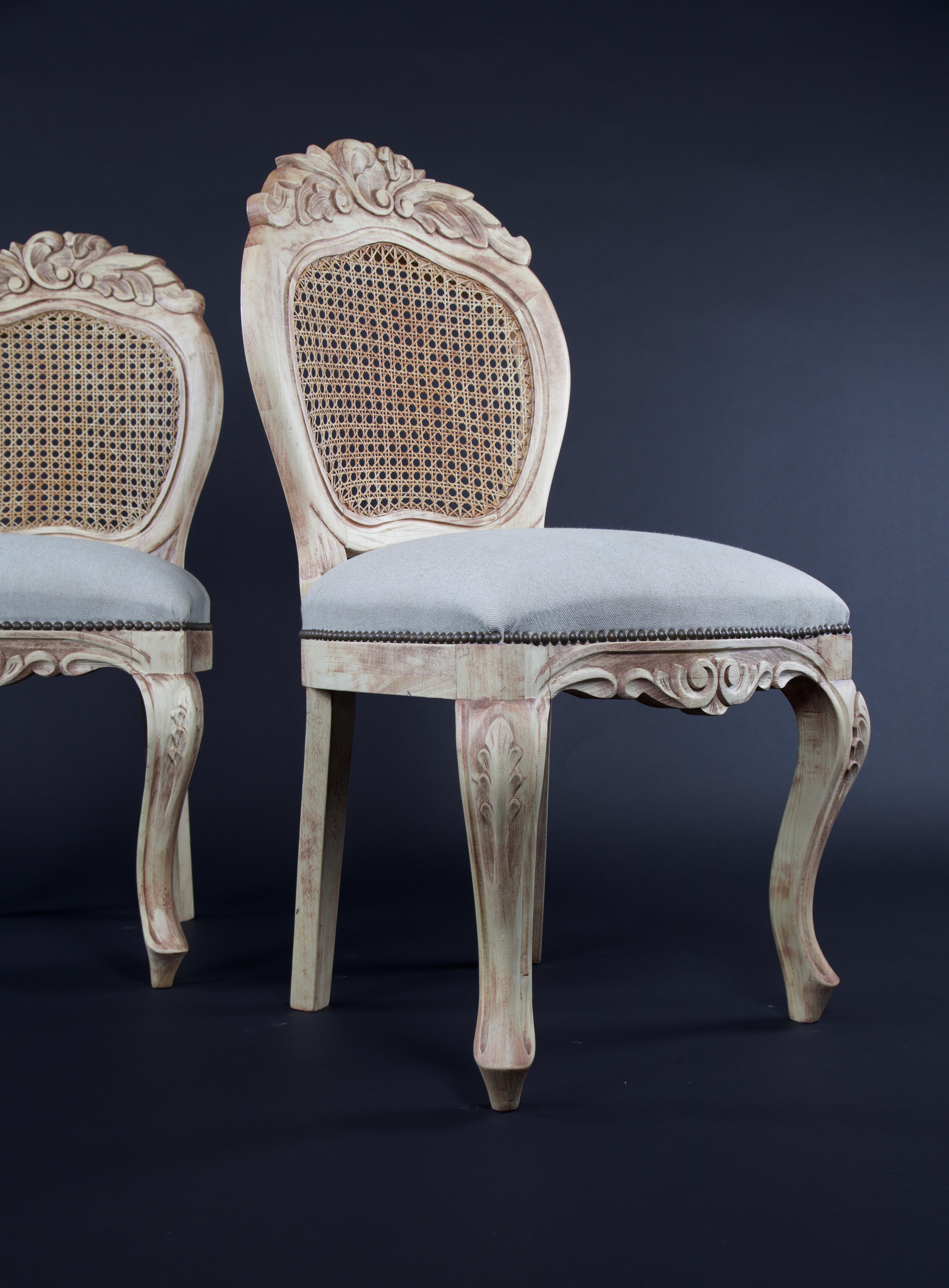 Louis XV Pair of French Country Side Chairs For Sale