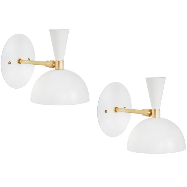 Pair of 'Lola' Brass and Metal Adjustable Sconces For Sale 5