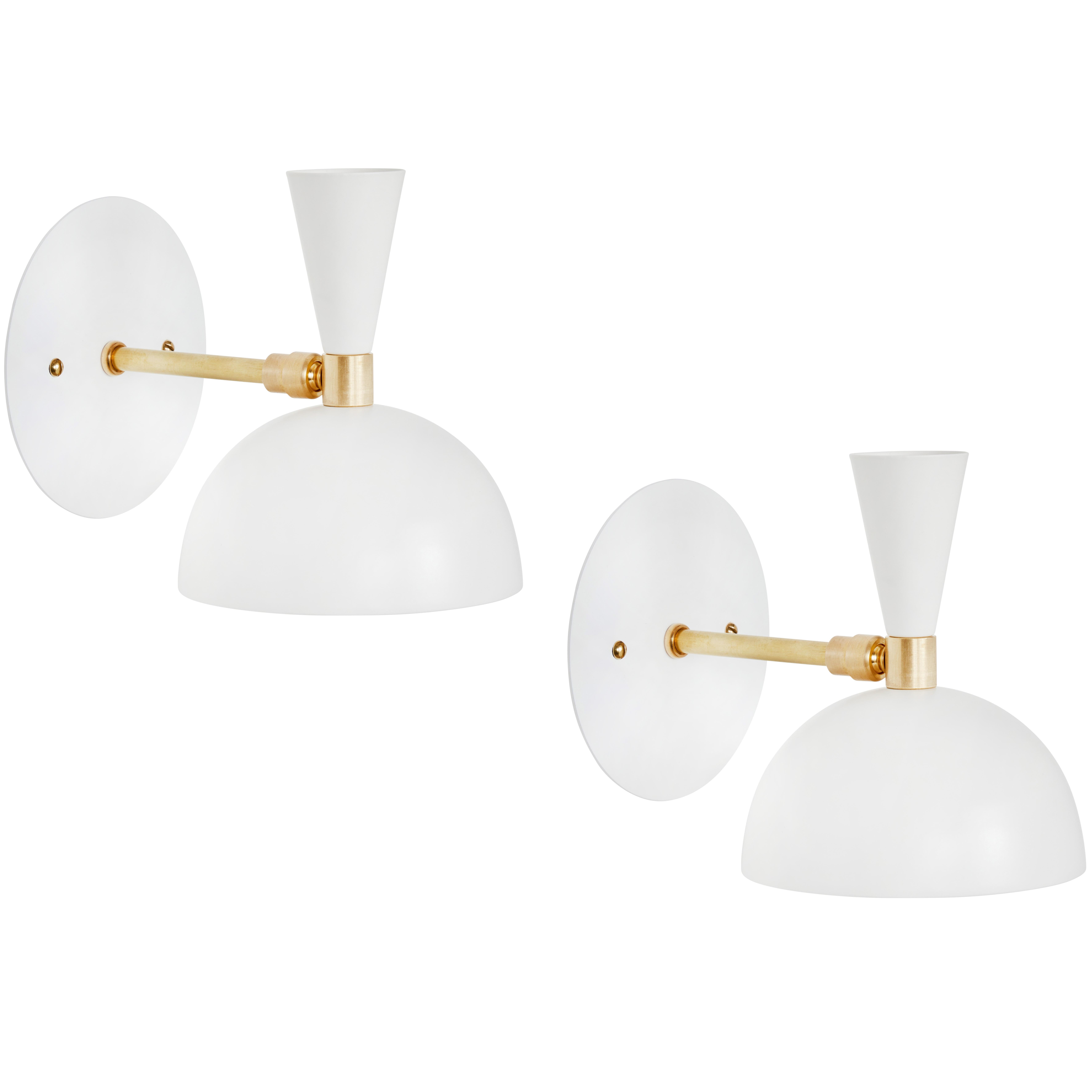 Pair of 'Lola' Brass and Metal Adjustable Sconces in Ivory  For Sale 4