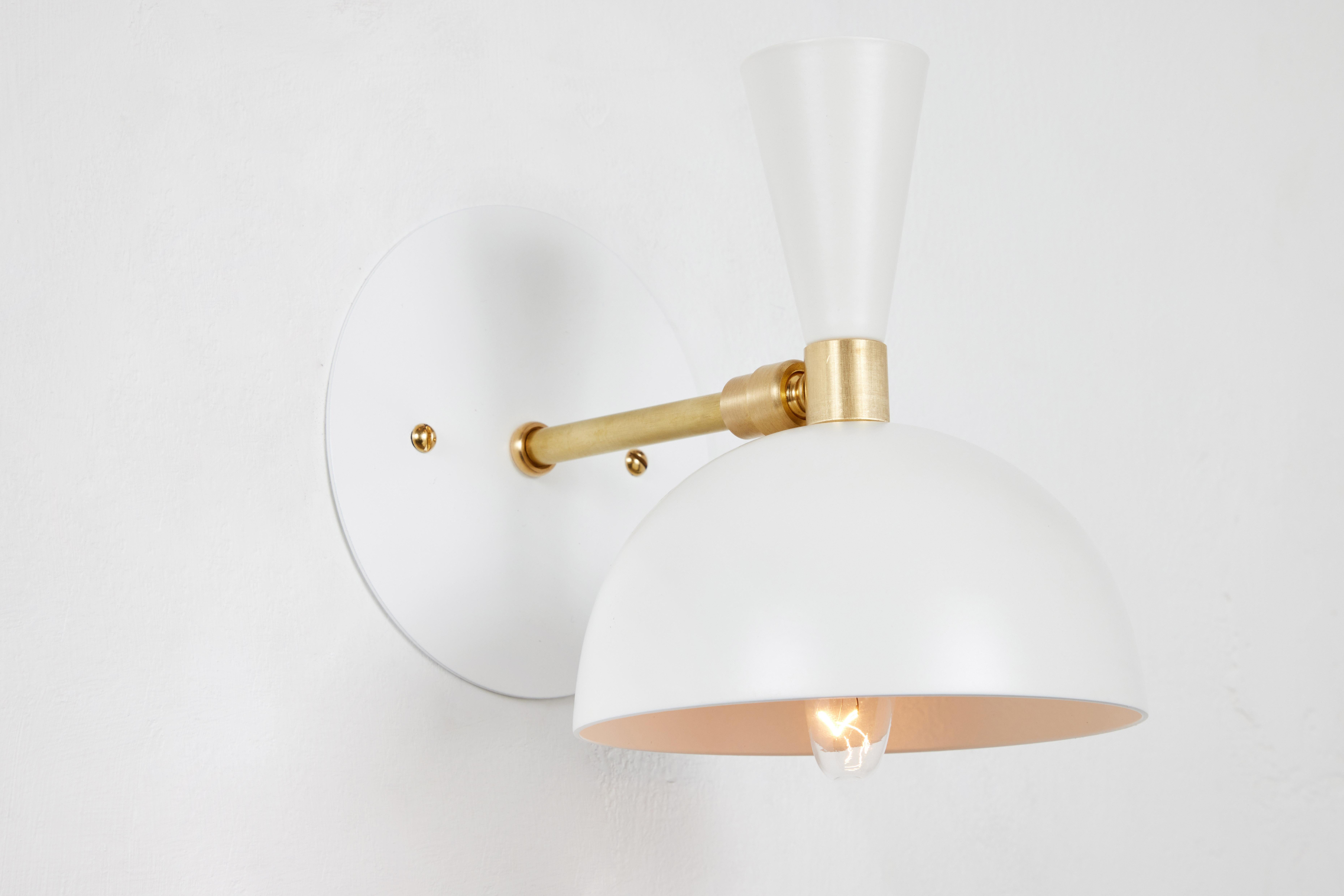 Pair of 'Lola' Brass and Metal Adjustable Sconces in White For Sale 4