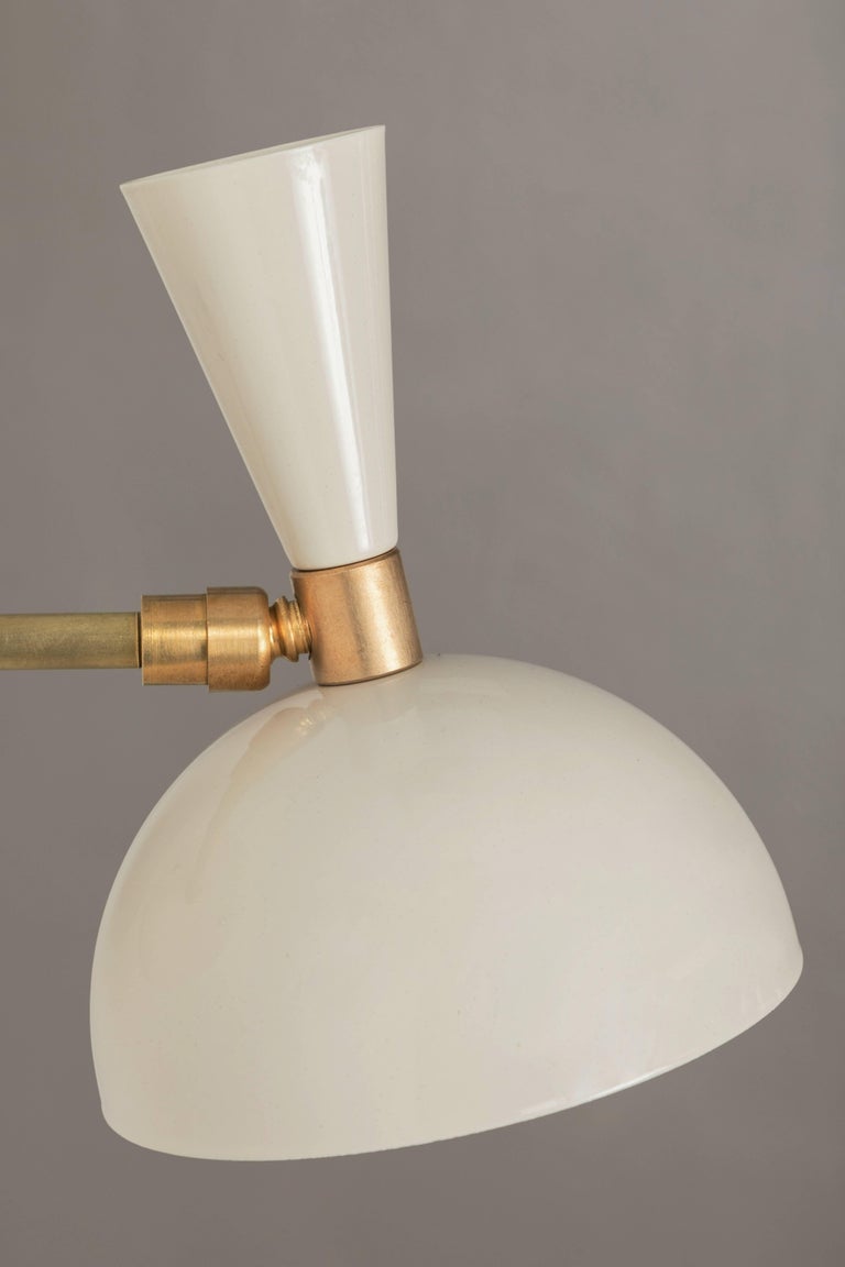 Contemporary Pair of 'Lola' Brass and Metal Adjustable Sconces in Ivory  For Sale