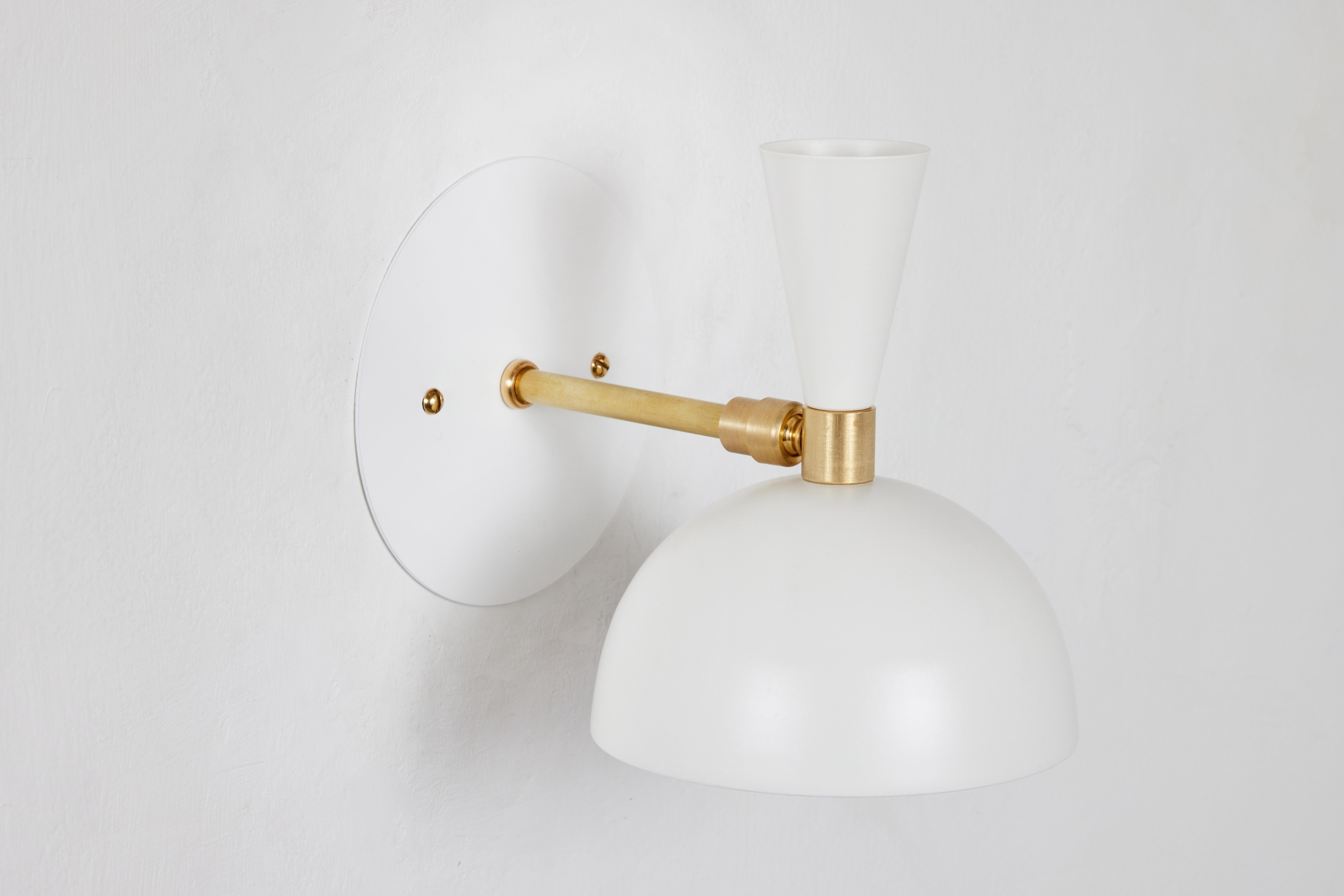 Pair of 'Lola' Brass and Metal Adjustable Sconces in White For Sale 2