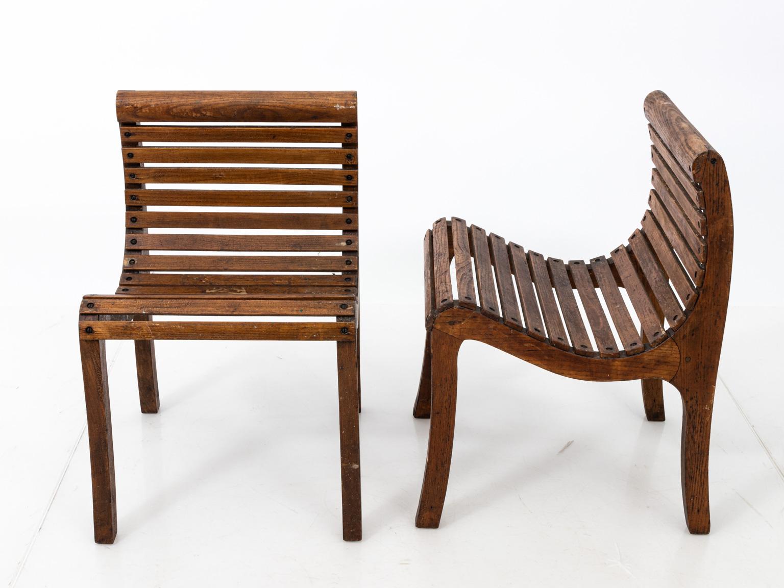 Unknown Pair of Lolling Oak Chairs