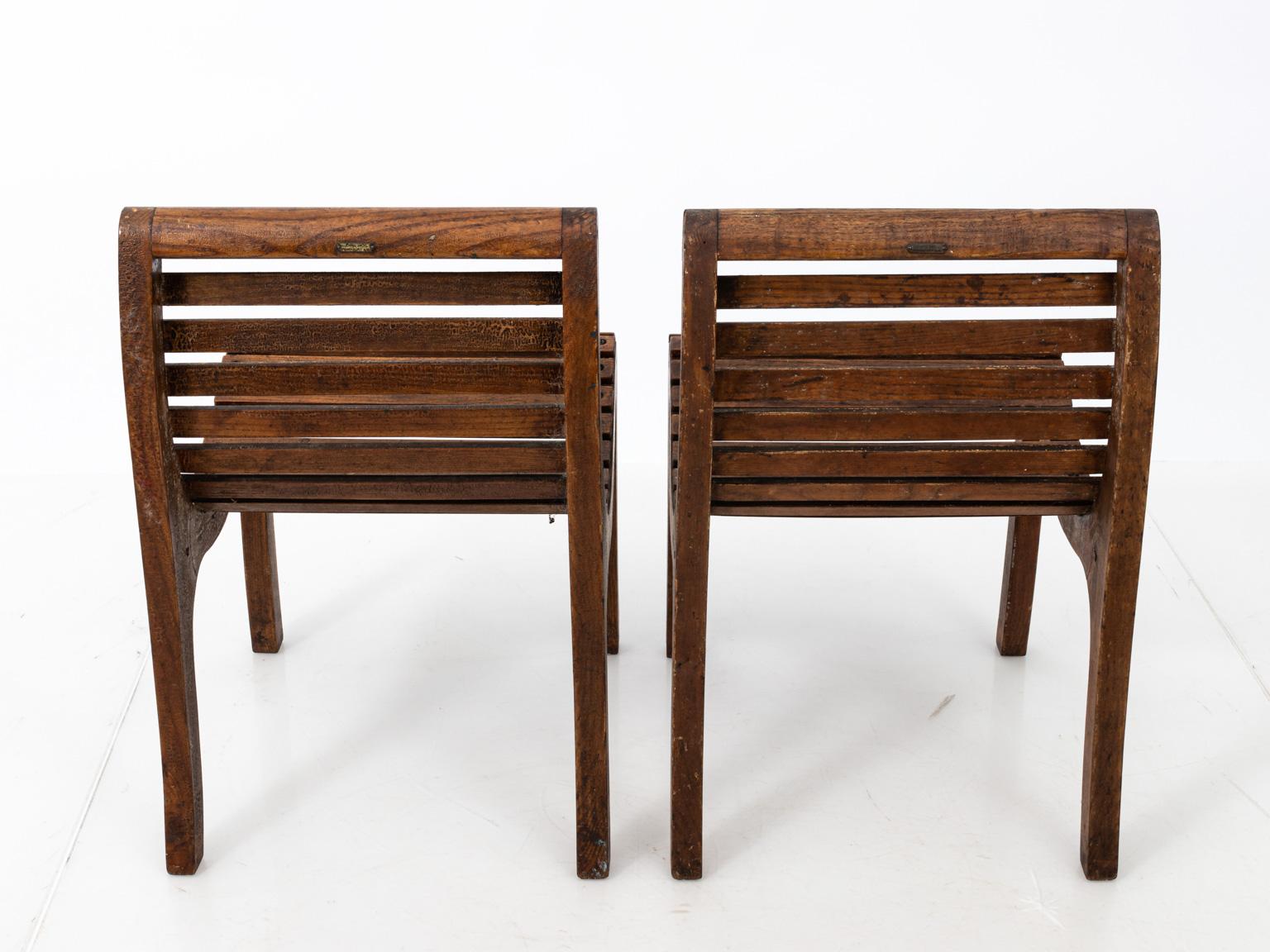 20th Century Pair of Lolling Oak Chairs