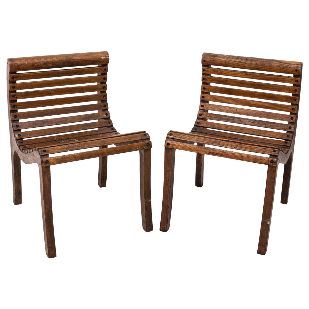 Pair of Lolling Oak Chairs