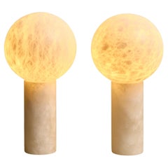 Pair of Lollipop Alabaster Table Lamps
