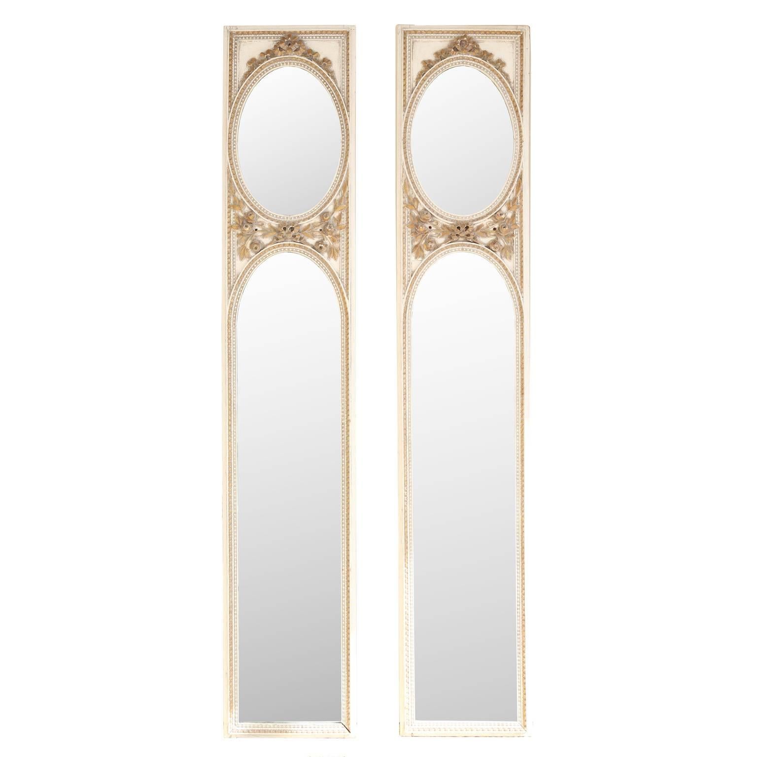 Pair of Long and Narrow 19th Century, Mirrored French Boiserie Panels