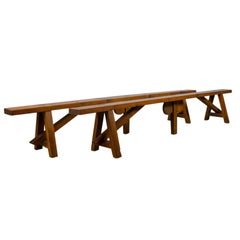 Pair of Long Benches, Oak, Pitch Pine, French Provincial Forms, Dining Pair of Long Benches, Oak, Pitch Pine, French Provincial Forms, Dining