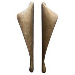 Pair of Long Bronze Door Handles, 20th Century