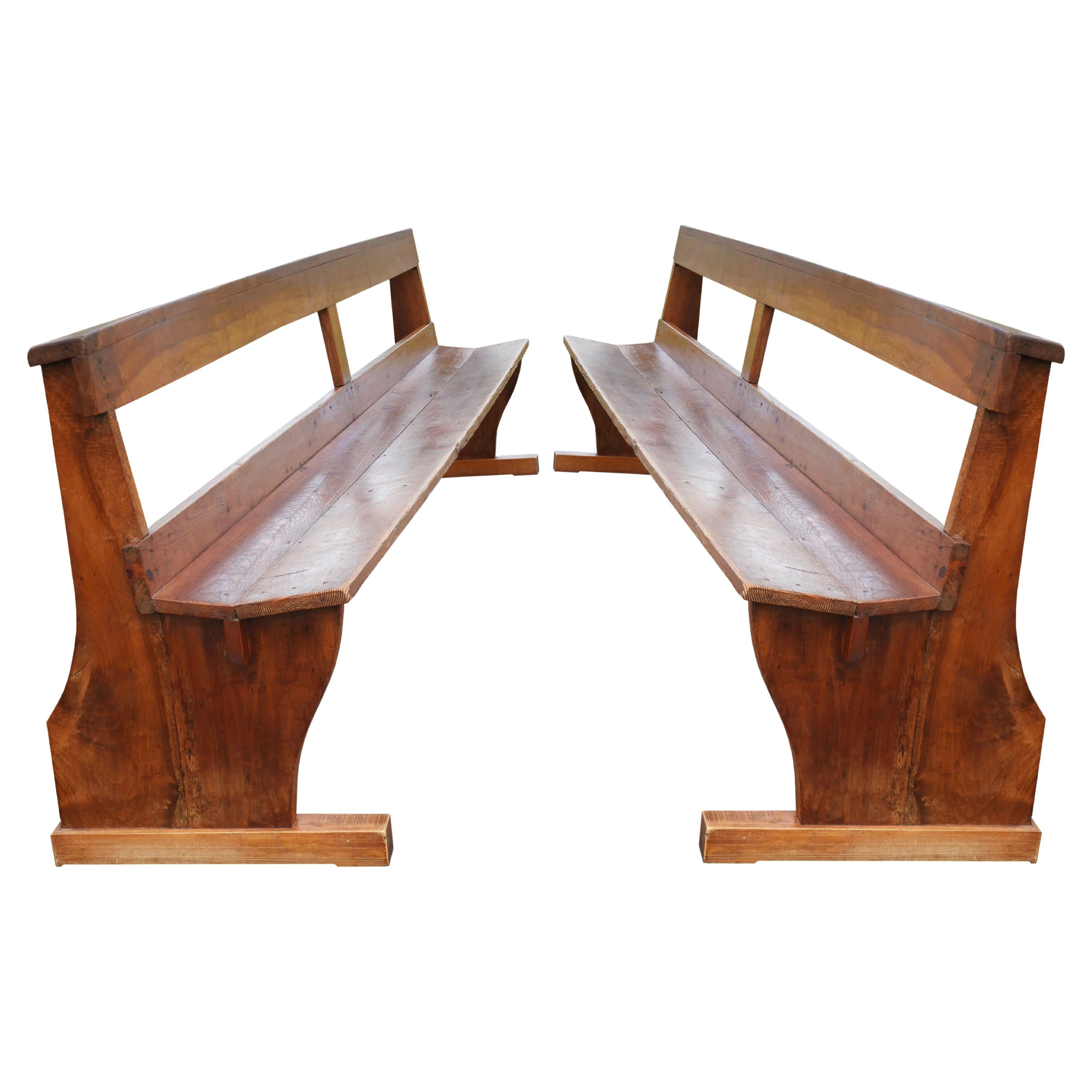 Pair of Long Church Benches C1890 France