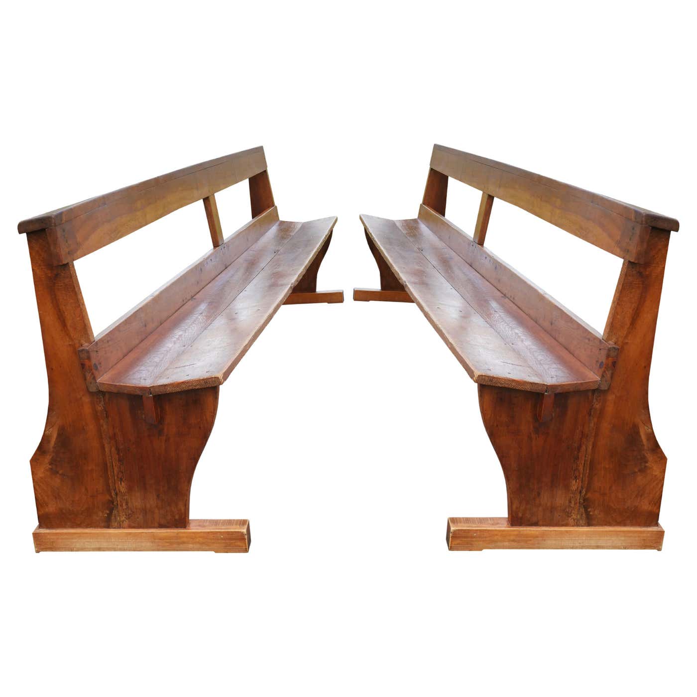 Pair of Long Church Benches C1890 France For Sale at 1stDibs