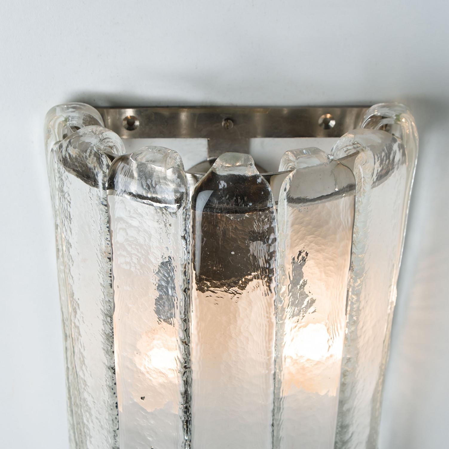 Pair of Long Clear Wall Lights, Mazzega, 1970s For Sale 2