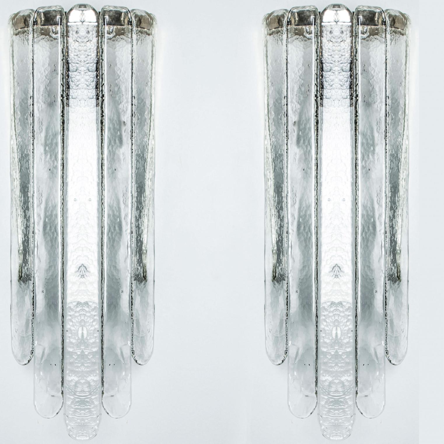 Other Pair of Long Clear Wall Lights, Mazzega, 1970s For Sale
