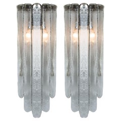 Pair of Long Clear Wall Lights, Mazzega, 1970s