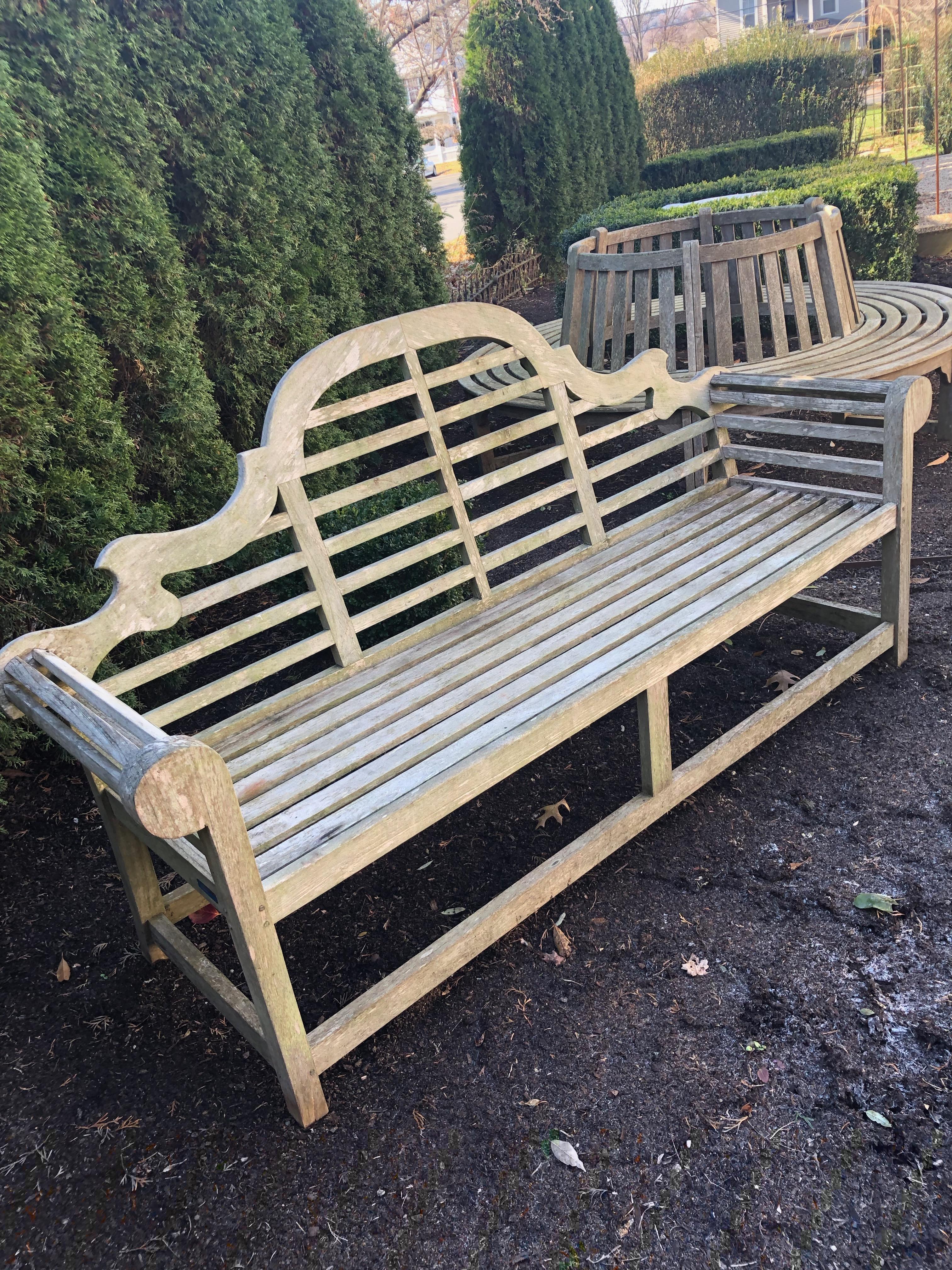 Pair of Long English Lutyens-Style Benches in Teak 3