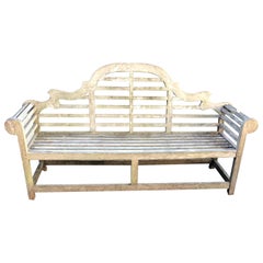 Vintage Pair of Long English Lutyens-Style Benches in Teak