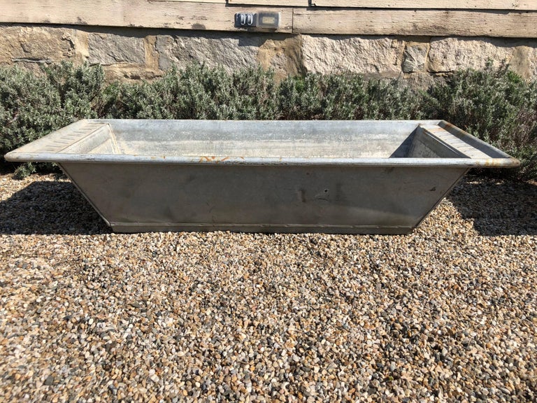 Pair of Long Galvanized Zinc French Troughs or Planters at 1stDibs