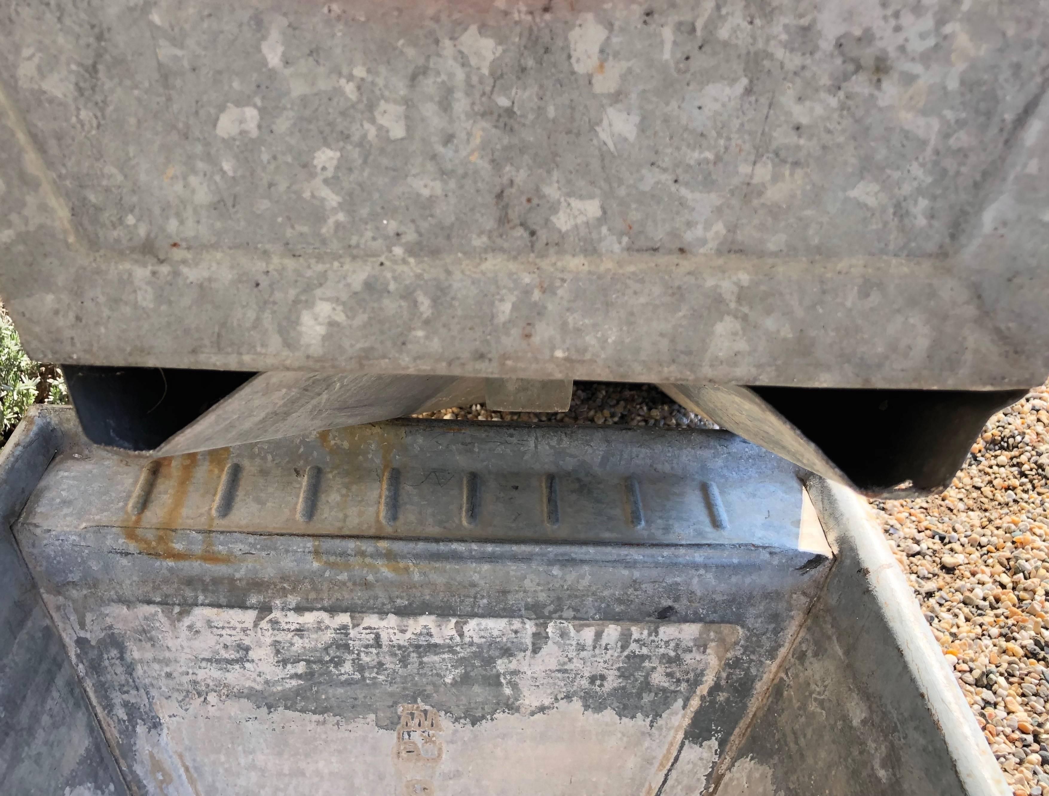 Pair of Long Galvanized Zinc French Troughs/Planters For Sale 7