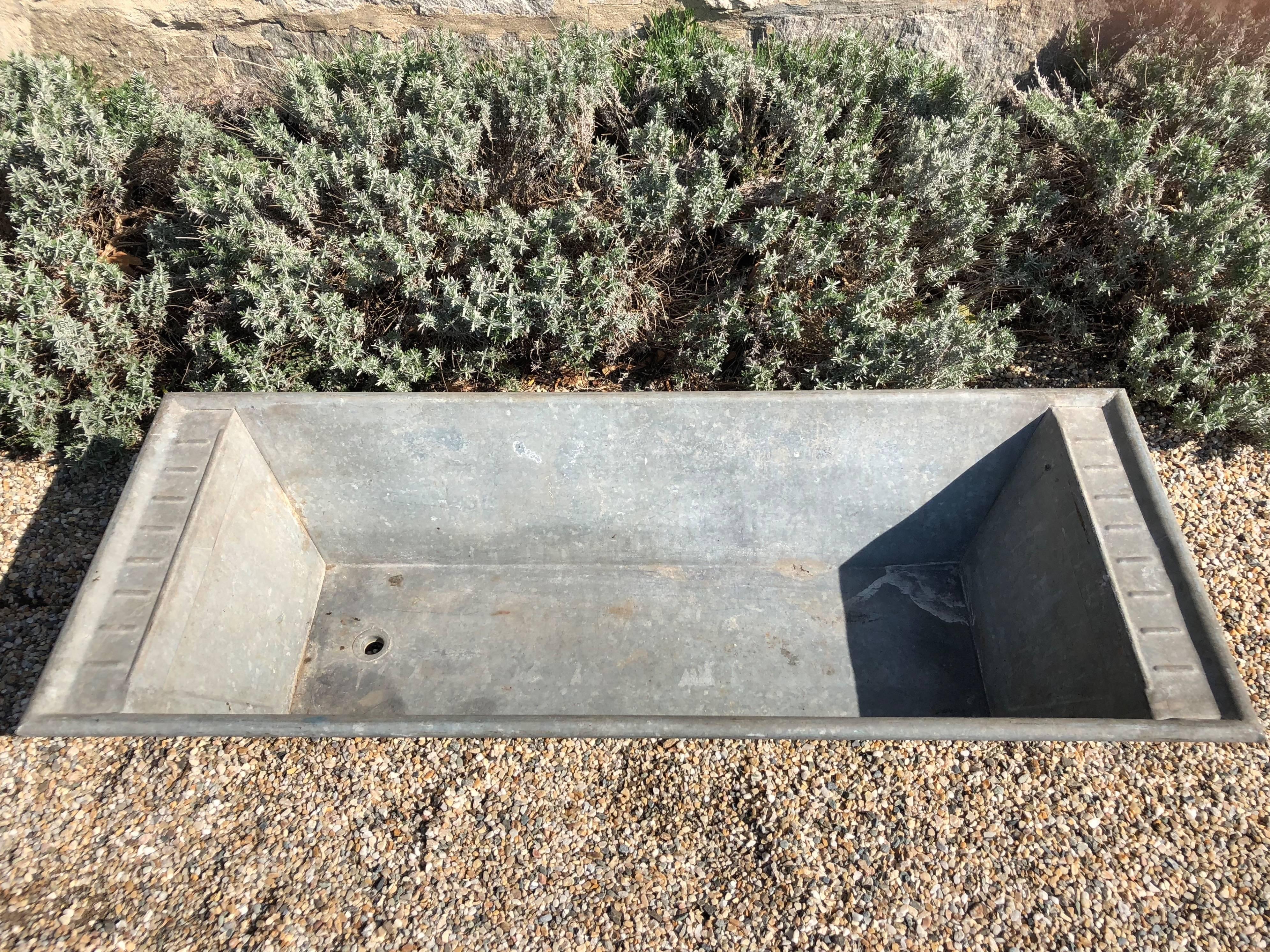 20th Century Pair of Long Galvanized Zinc French Troughs/Planters For Sale