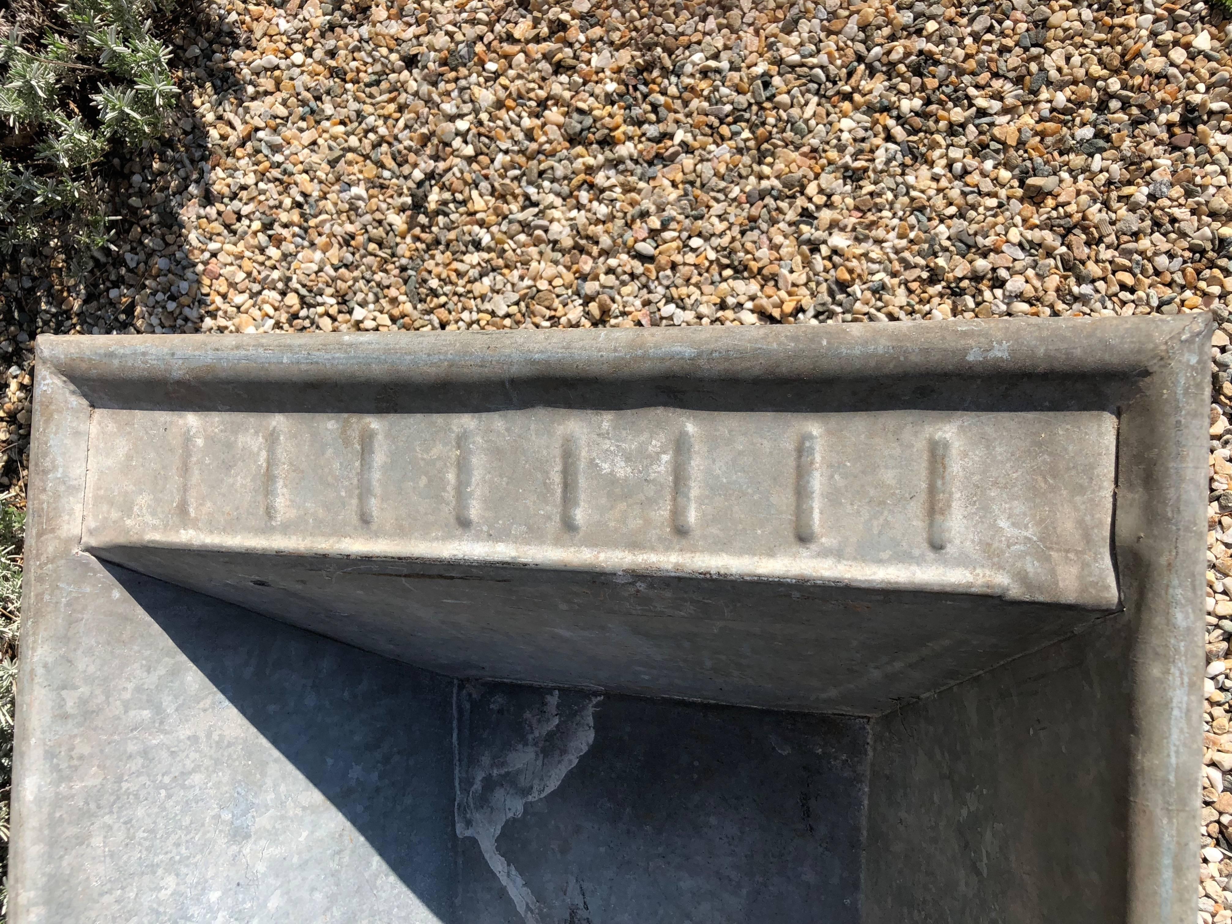 Pair of Long Galvanized Zinc French Troughs/Planters For Sale 1