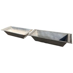 Pair of Long Galvanized Zinc French Troughs/Planters