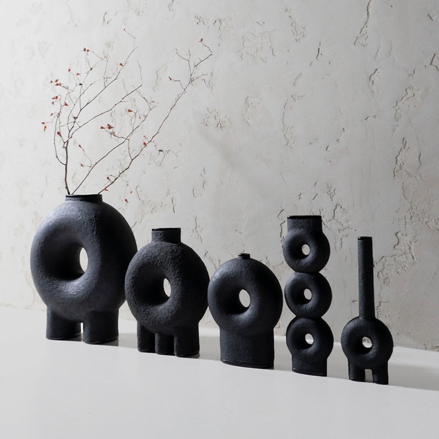Contemporary Pair of Long Neck Ceramic Vase by Faina