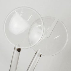 Pair of Long Transparent Lucite or Acrylic Salad Serving Utensils