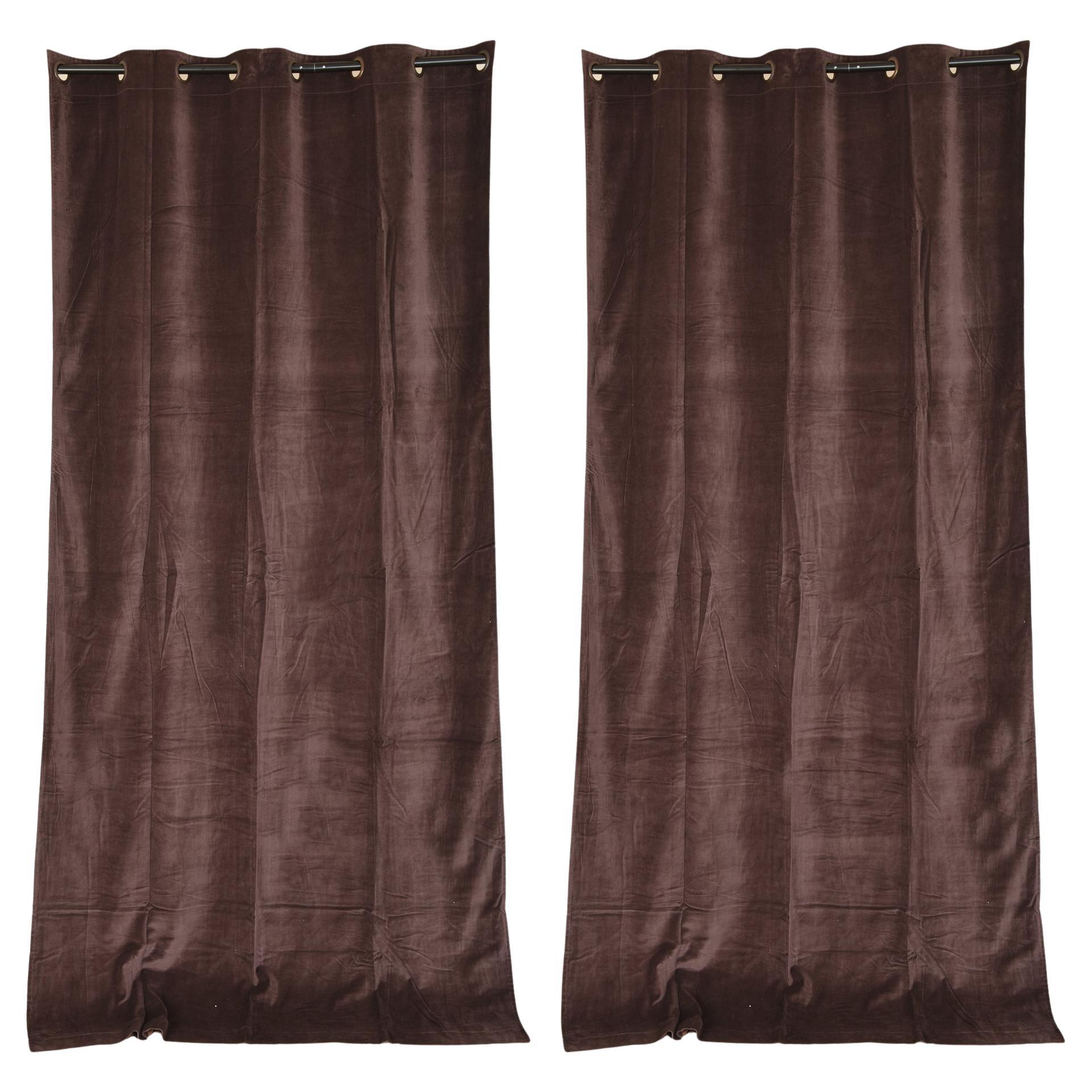 Pair of Long Velvet Curtains Lined in Silk
