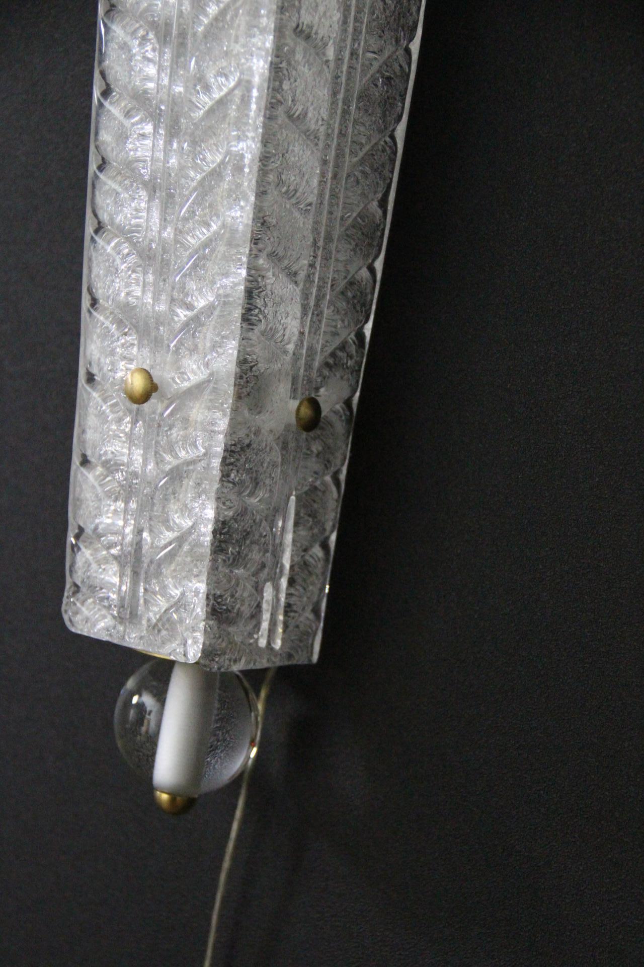 Pareja de Apliques Largos de Cristal de Murano Graniglia Blanco , Apliques Largos siglo XX en venta